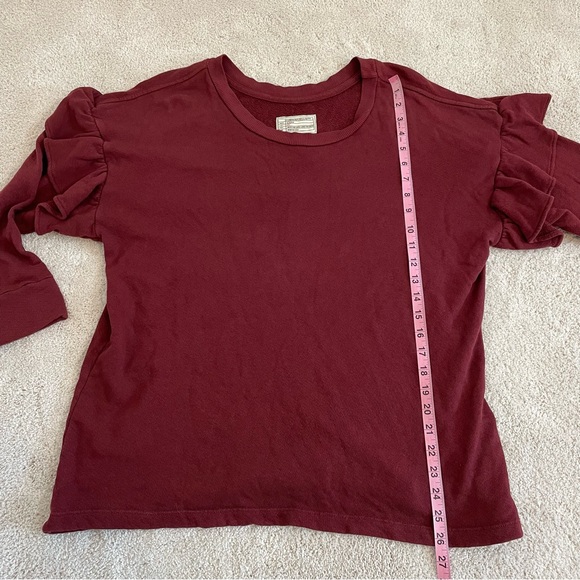 NWT Current/Elliot Ruffle Sweatshirt Cabernet Size 3 Large Cotton Feminine - Picture 16 of 17